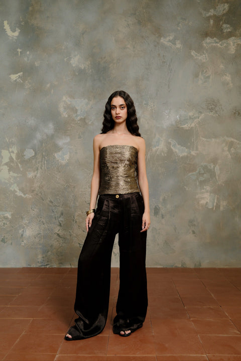 Pleated Mashru Silk Trousers