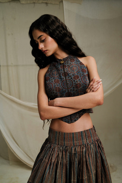 Ajrakh Halter Corset Top