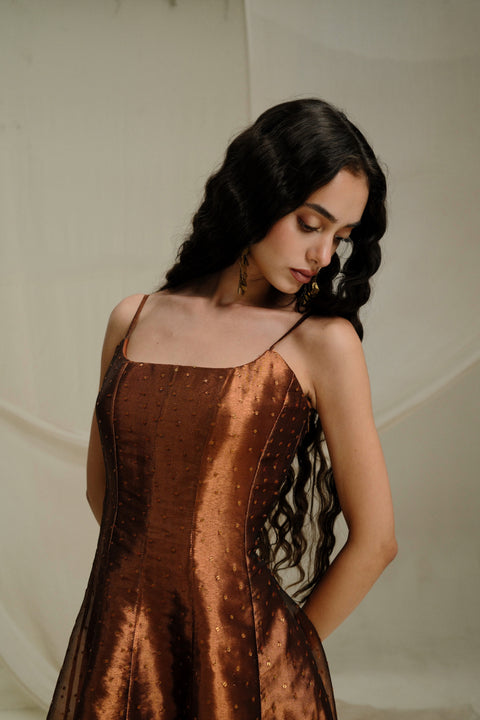 A-line Embroidered Banaras Tissue Dress