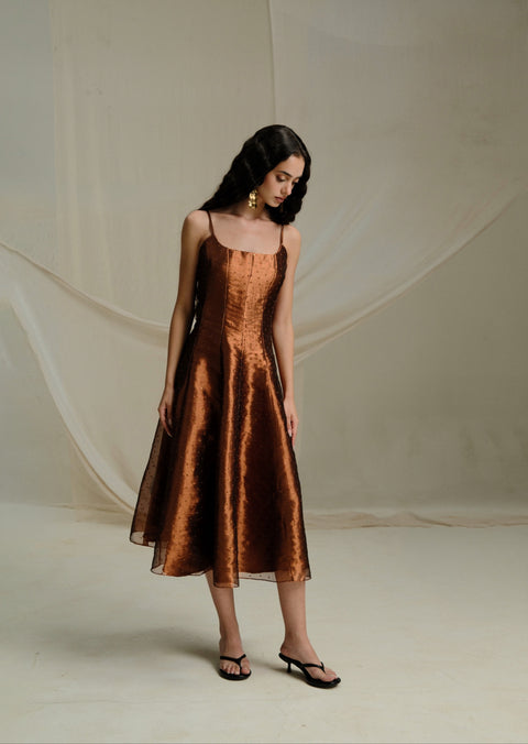 A-line Embroidered Banaras Tissue Dress